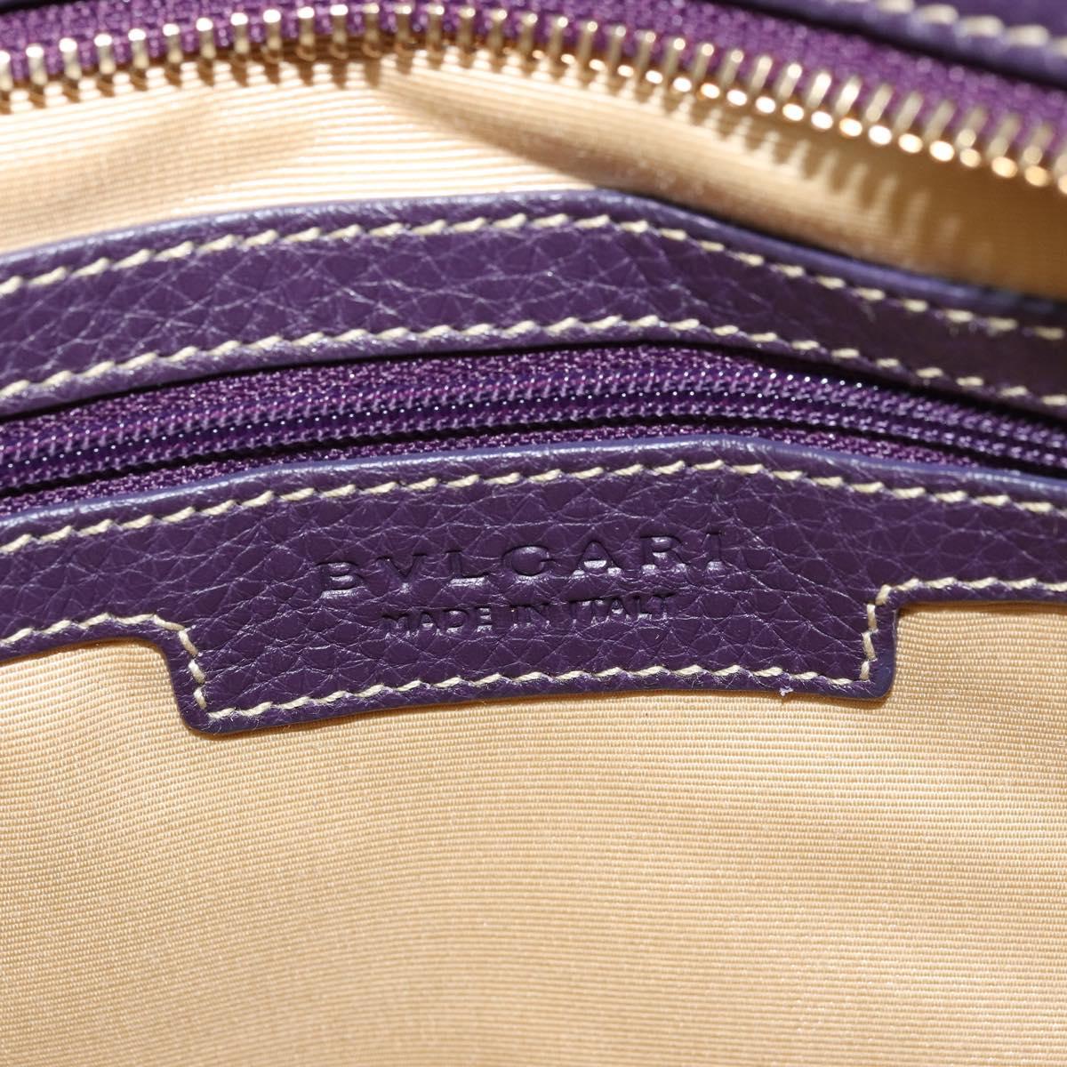 BVLGARI Logo Mania Tote Bag Canvas Beige Gold purple Auth 177564A