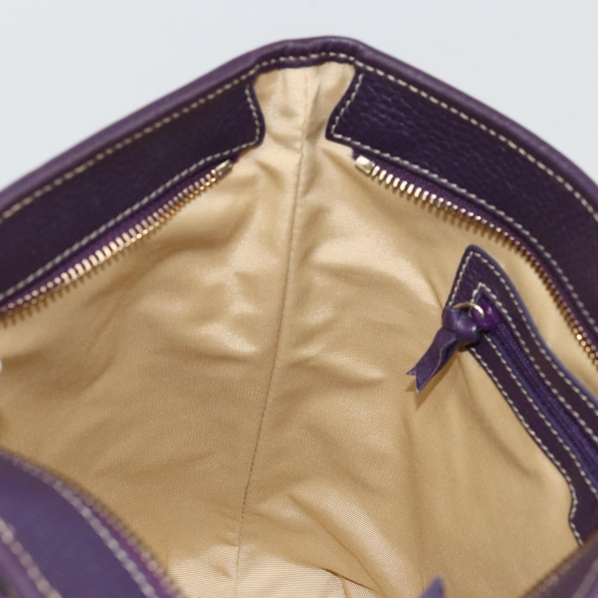 BVLGARI Logo Mania Tote Bag Canvas Beige Gold purple Auth 177564A