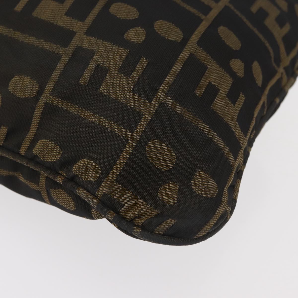 FENDI Zucca Canvas Shoulder Bag Black Brown Auth 177566