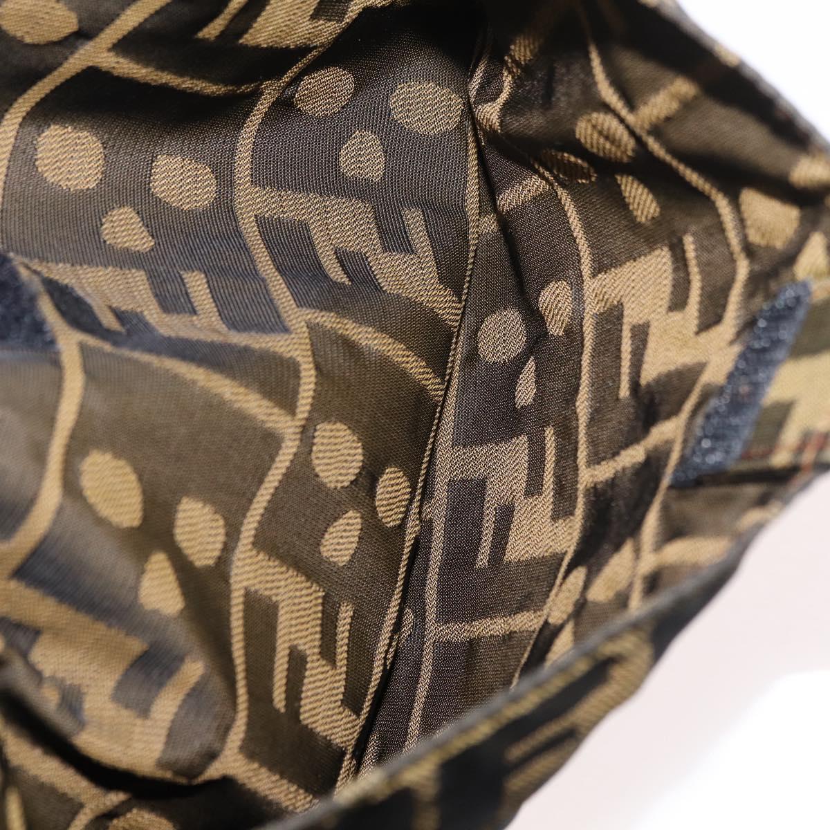 FENDI Zucca Canvas Shoulder Bag Black Brown Auth 177566