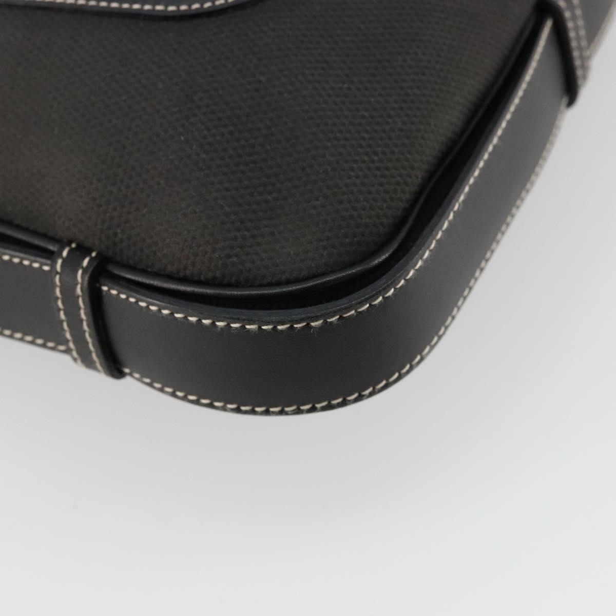 Salvatore Ferragamo Shoulder Bag Coated Canvas Black Silver Auth 177567