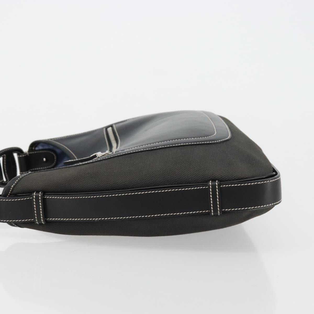 Salvatore Ferragamo Shoulder Bag Coated Canvas Black Silver Auth 177567
