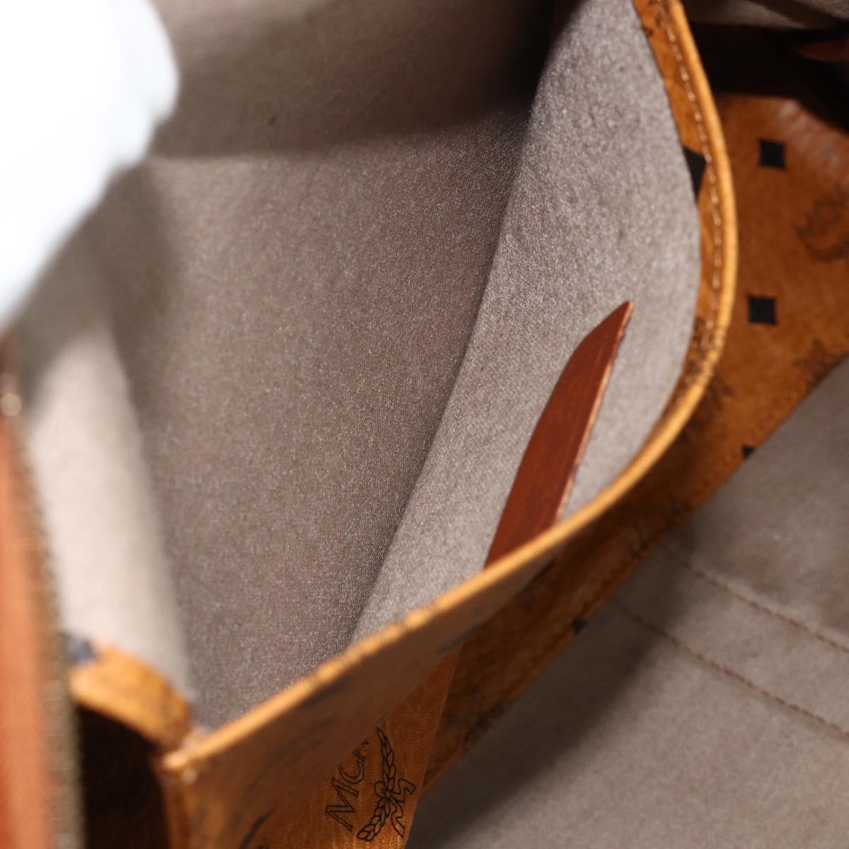 MCM Vicetos Logogram Tote Bag PVC Leather Brown Gold Auth 177569