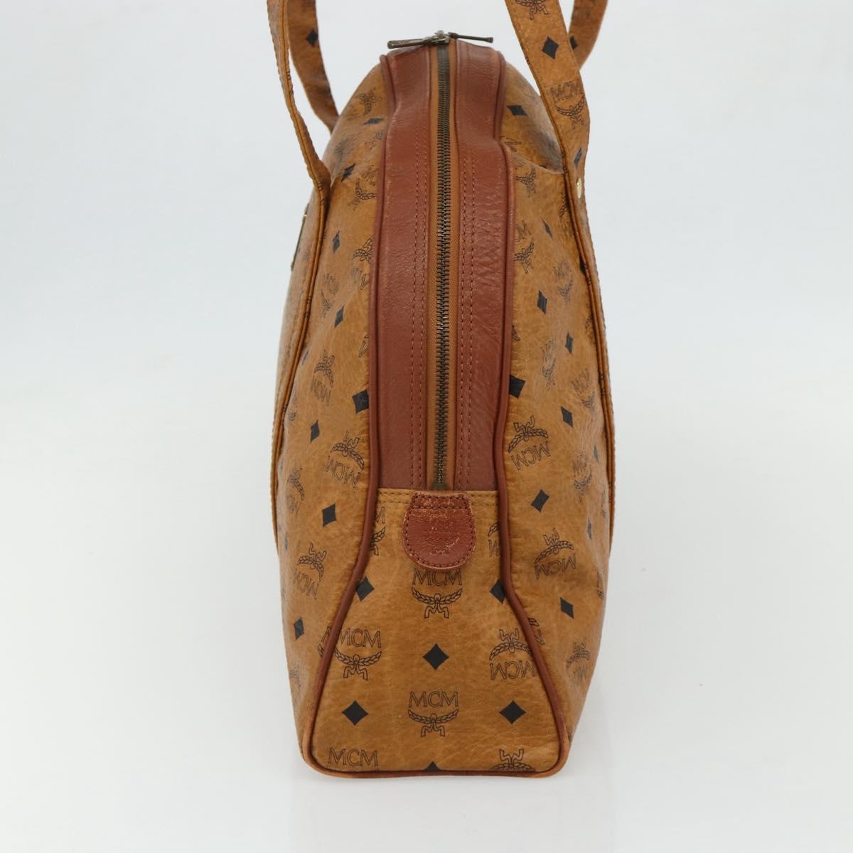 MCM Vicetos Logogram Tote Bag PVC Leather Brown Gold Auth 177569
