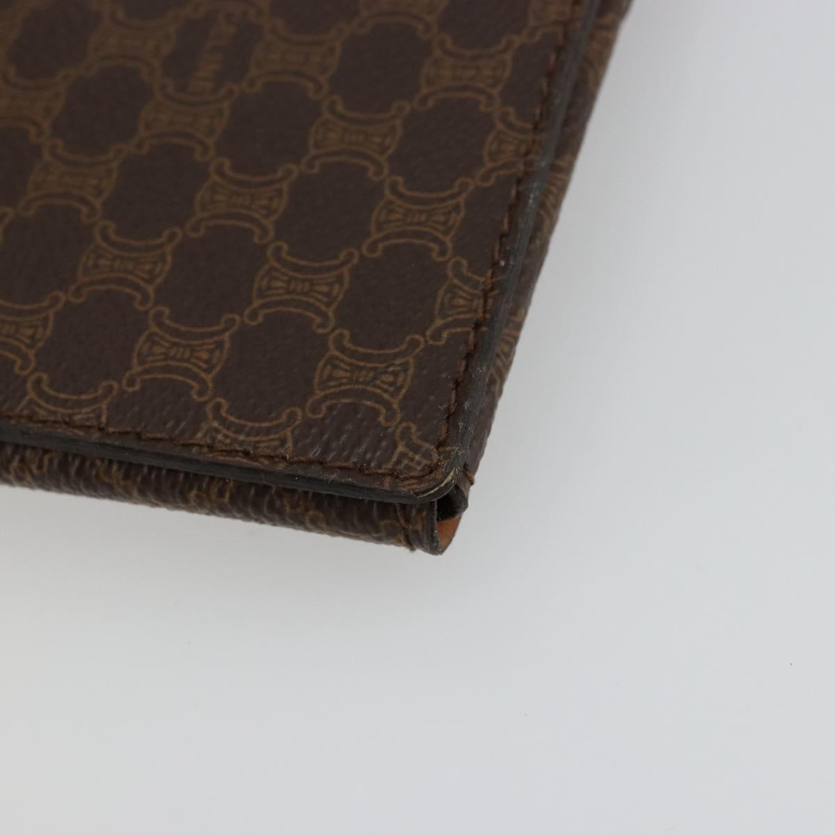 CELINE Macadam Canvas Clutch Bag PVC Leather Brown Gold Auth 177570