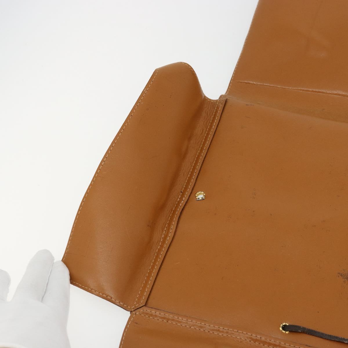 CELINE Macadam Canvas Clutch Bag PVC Leather Brown Gold Auth 177570