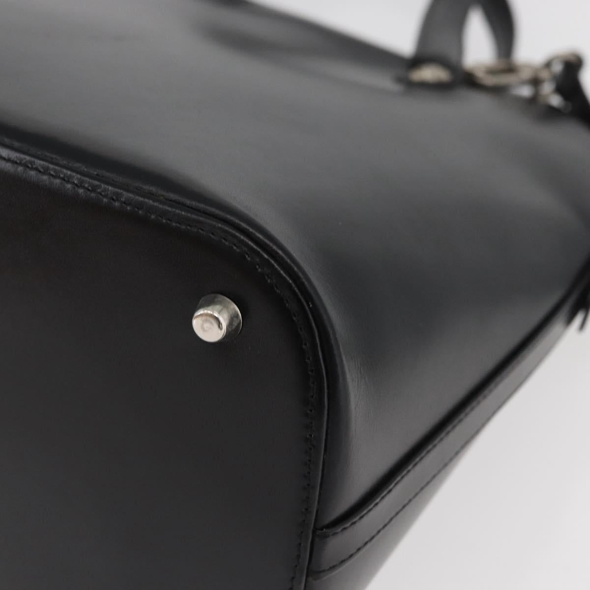 Gianni Versace Hand Bag Leather 2way Black Silver Auth 177571