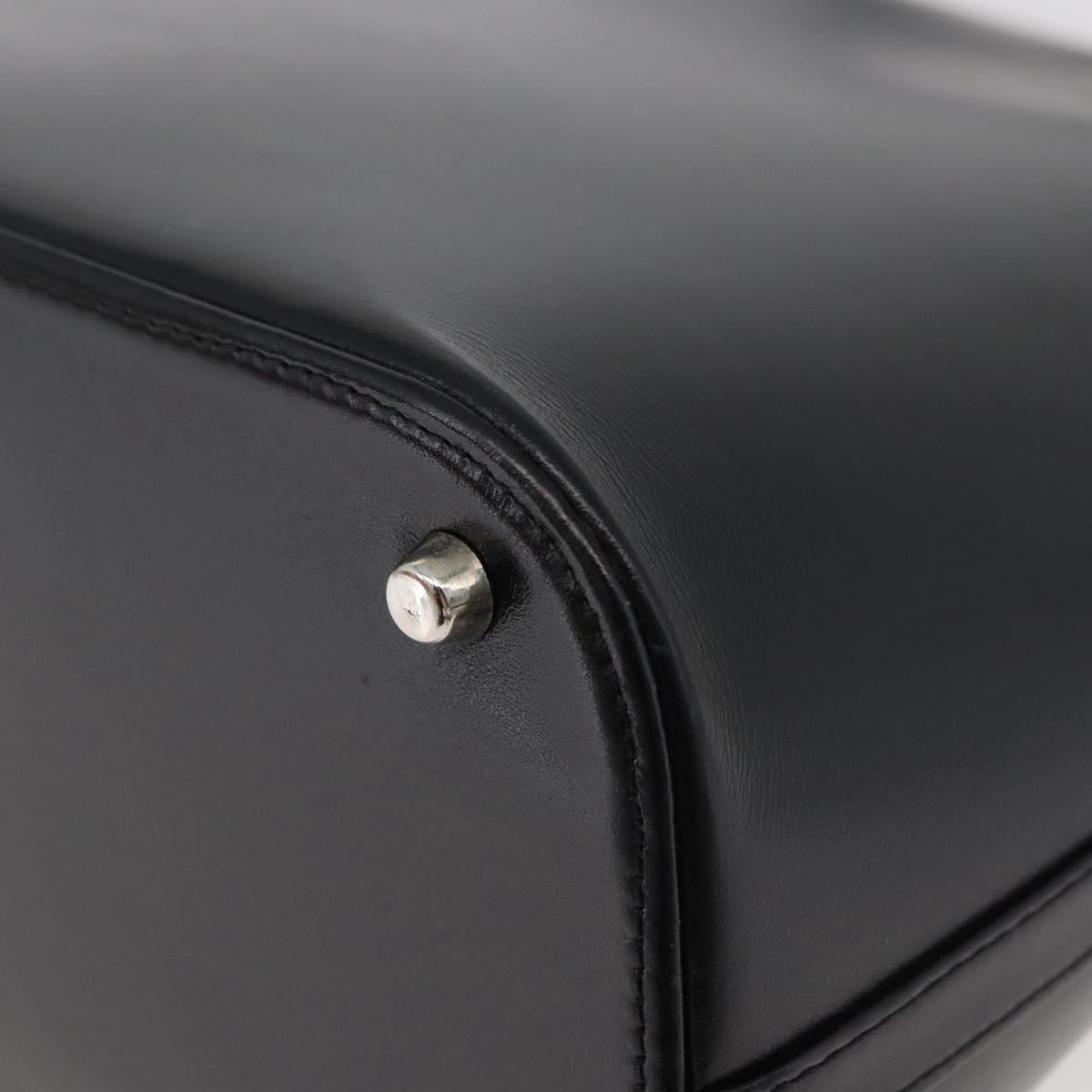 Gianni Versace Hand Bag Leather 2way Black Silver Auth 177571