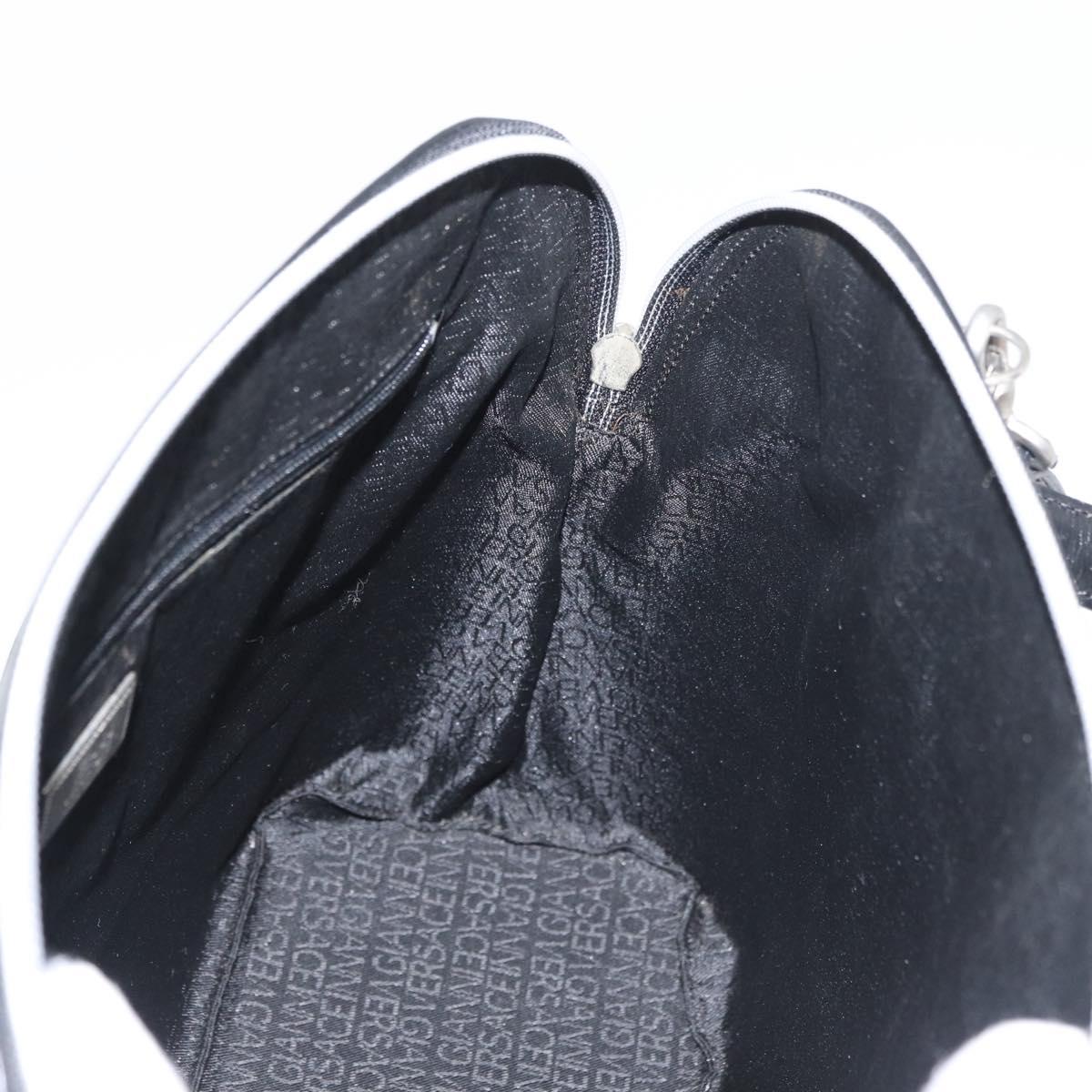 Gianni Versace Hand Bag Leather 2way Black Silver Auth 177571