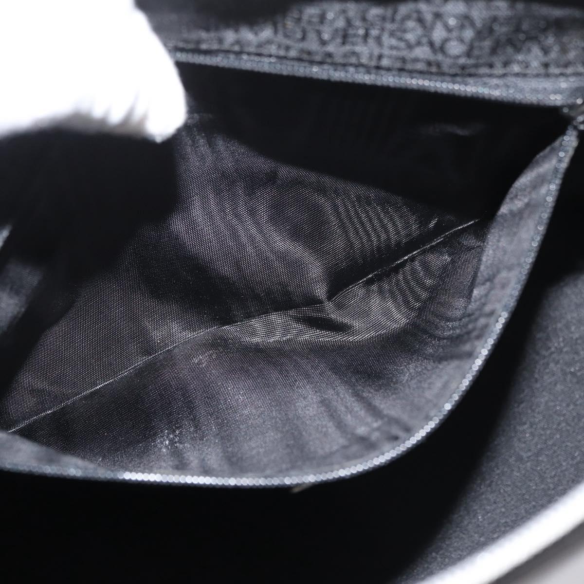 Gianni Versace Hand Bag Leather 2way Black Silver Auth 177571