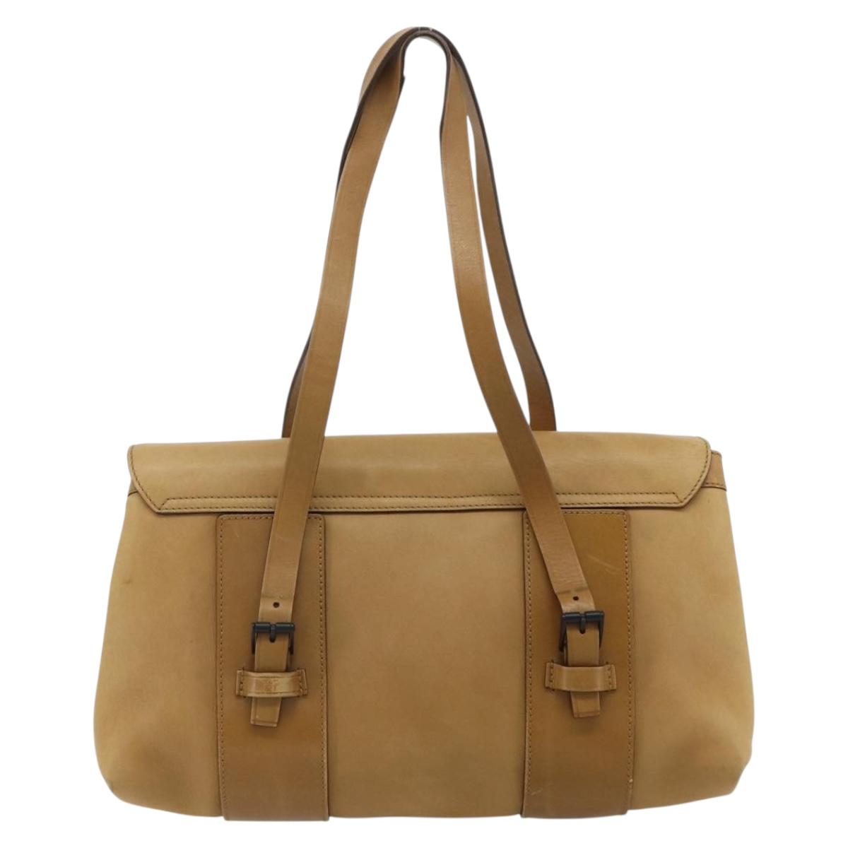 GUCCI Hand Bag Leather Beige 101287 Auth 177601
