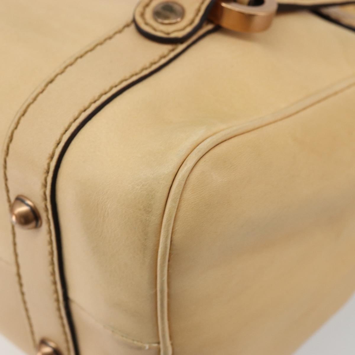 GUCCI Hand Bag Leather Beige Gold 124245 Auth 177602A