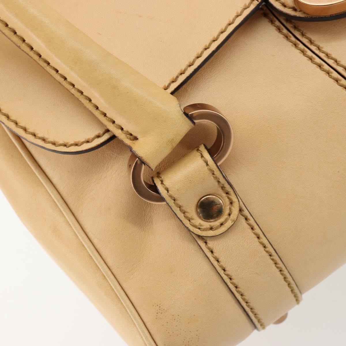 GUCCI Hand Bag Leather Beige Gold 124245 Auth 177602A