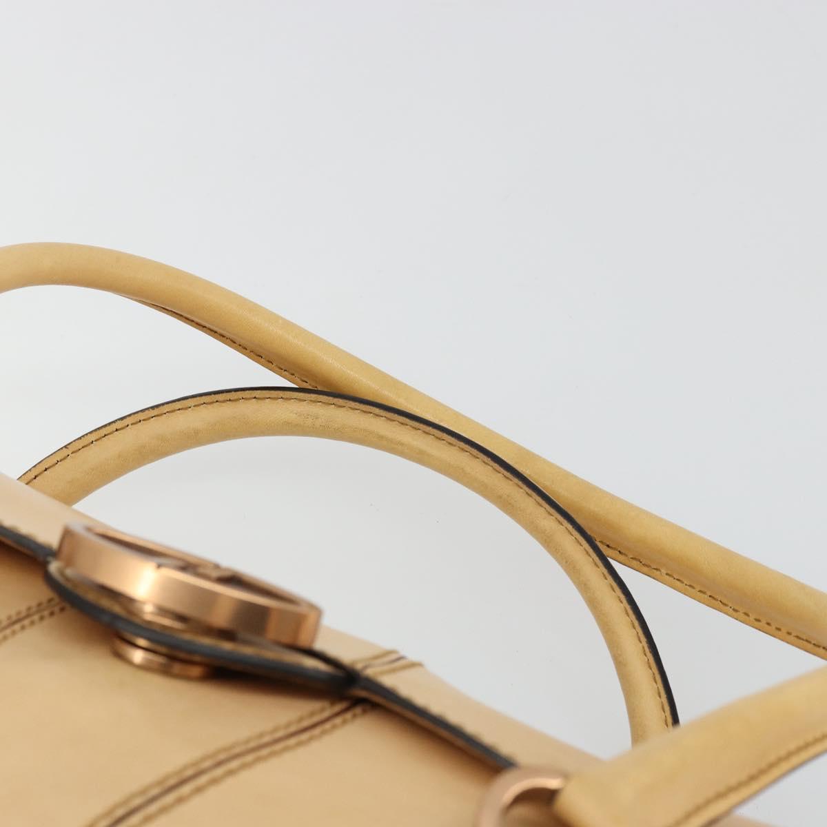 GUCCI Hand Bag Leather Beige Gold 124245 Auth 177602A