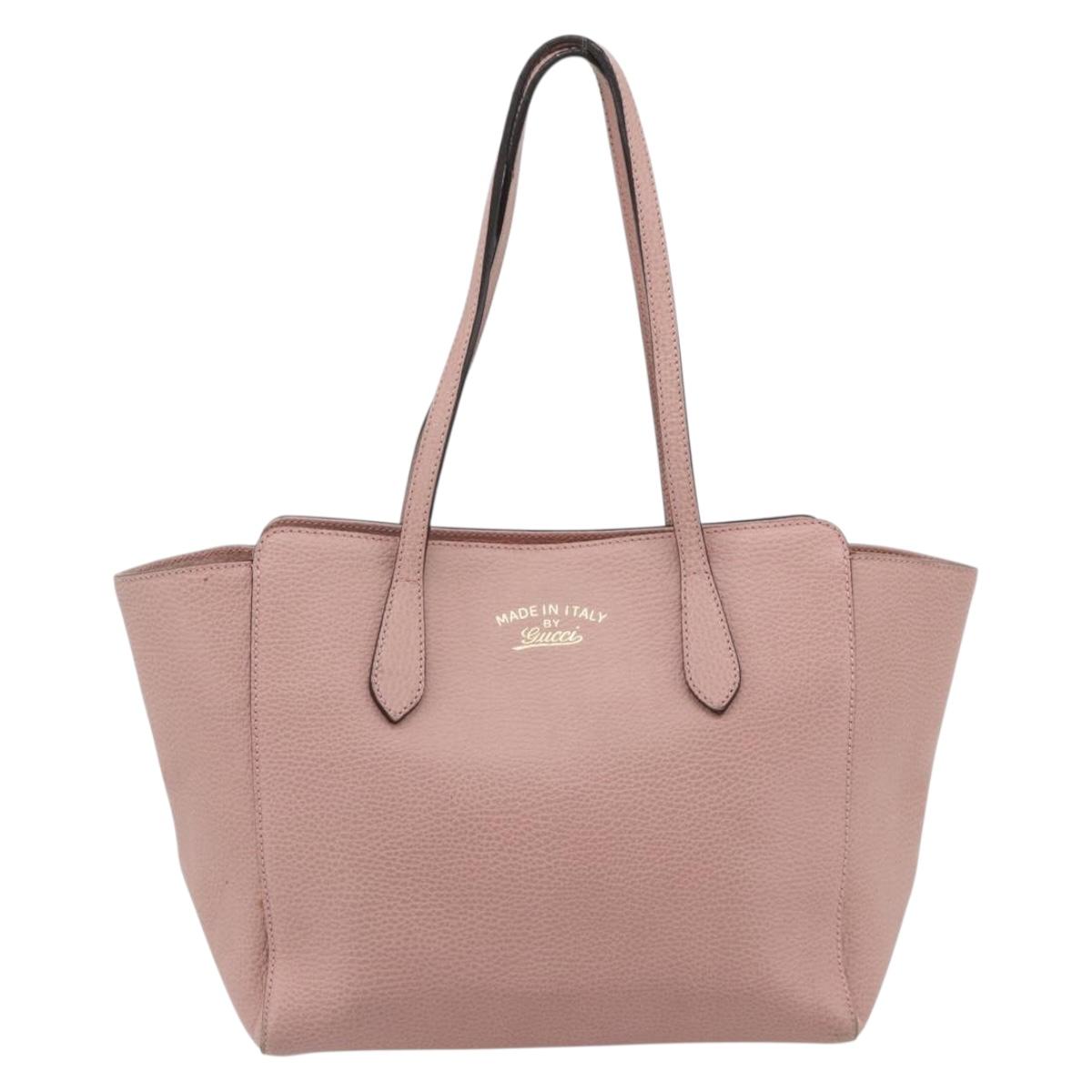 GUCCI Swing Tote Bag Leather Pink Gold 354408 Auth 177603