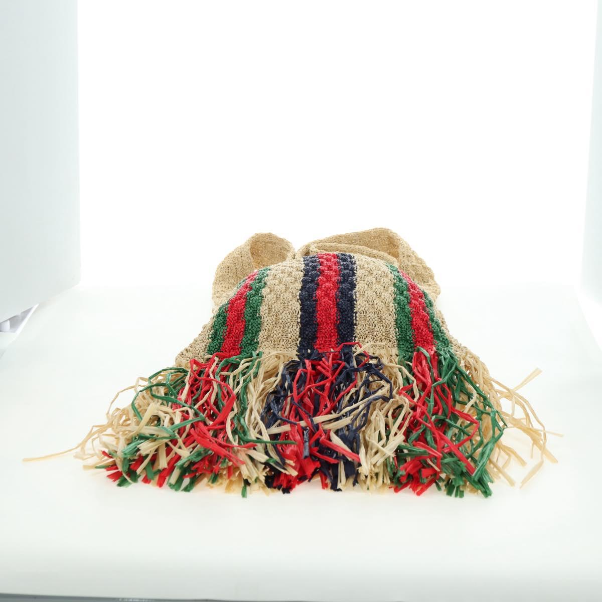 GUCCI Shoulder Bag Raffia Multicolor Auth 177605M