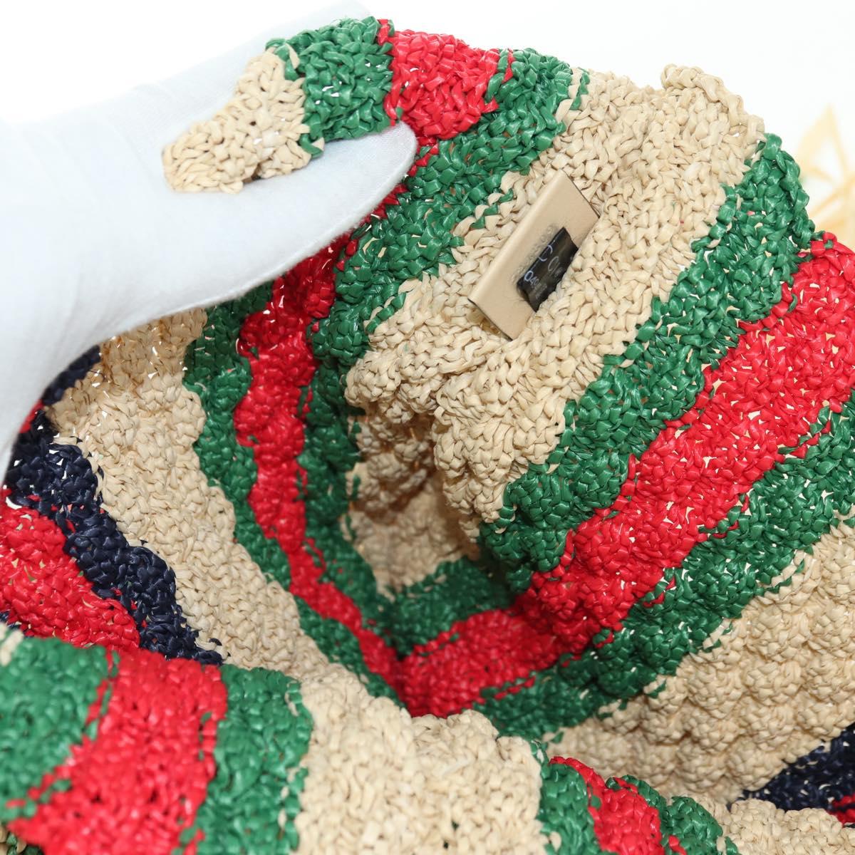 GUCCI Shoulder Bag Raffia Multicolor Auth 177605M