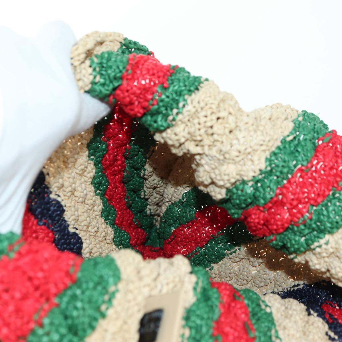 GUCCI Shoulder Bag Raffia Multicolor Auth 177605M