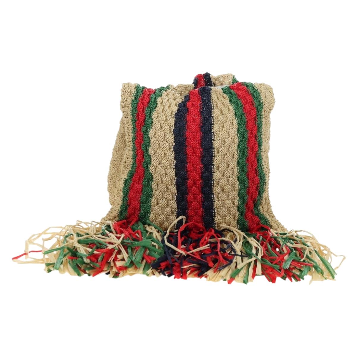 GUCCI Shoulder Bag Raffia Multicolor Auth 177605M