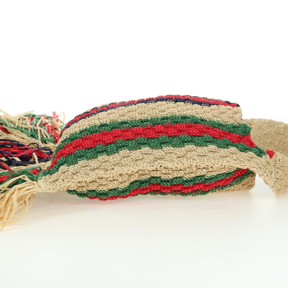 GUCCI Shoulder Bag Raffia Multicolor Auth 177605M