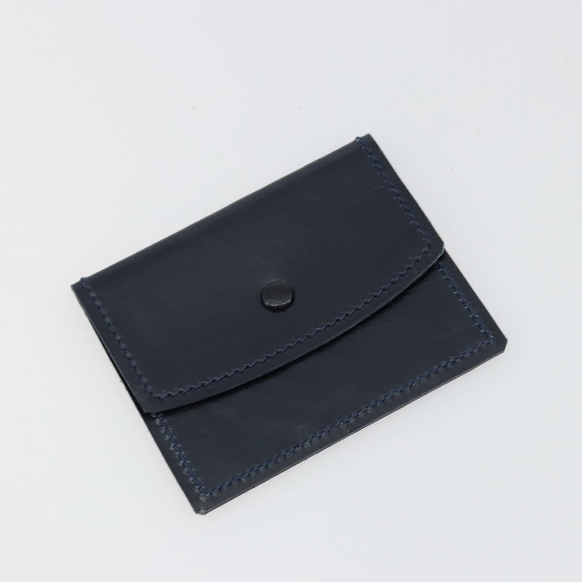 GUCCI Hand Bag Leather Navy Gold Auth 177606