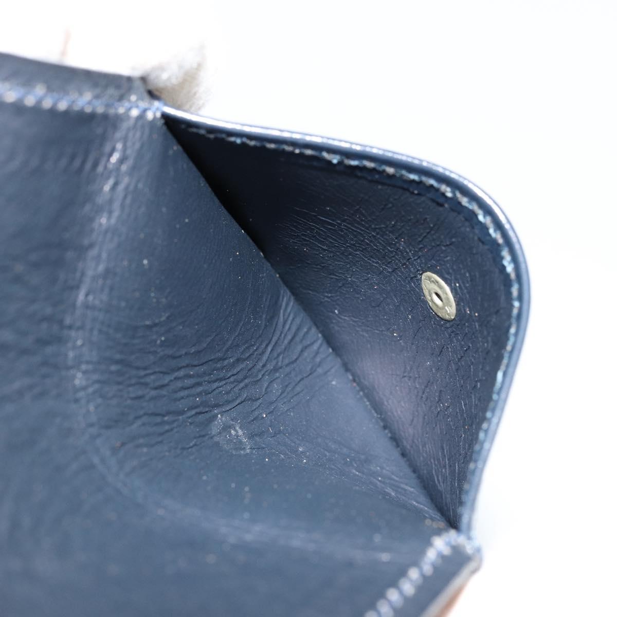GUCCI Hand Bag Leather Navy Gold Auth 177606