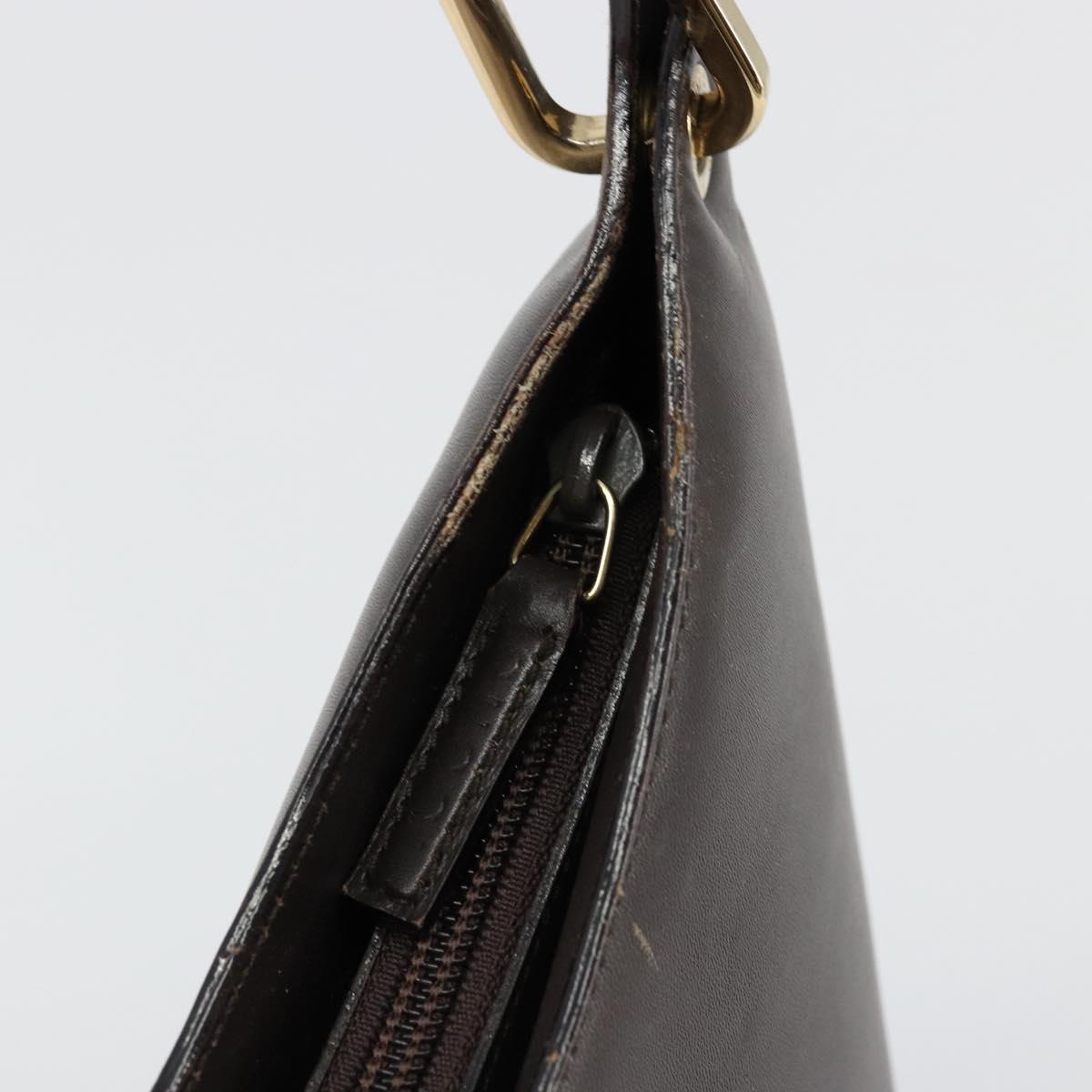 GUCCI Bamboo Shoulder Bag Leather Dark Brown Gold 001 3007 Auth 177607