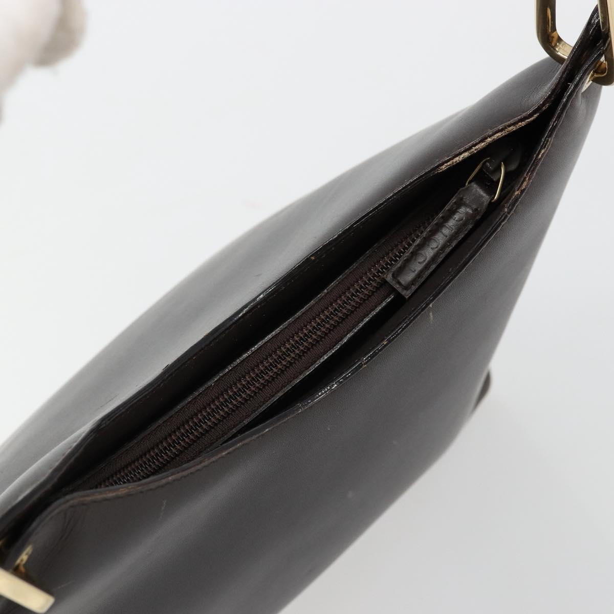 GUCCI Bamboo Shoulder Bag Leather Dark Brown Gold 001 3007 Auth 177607
