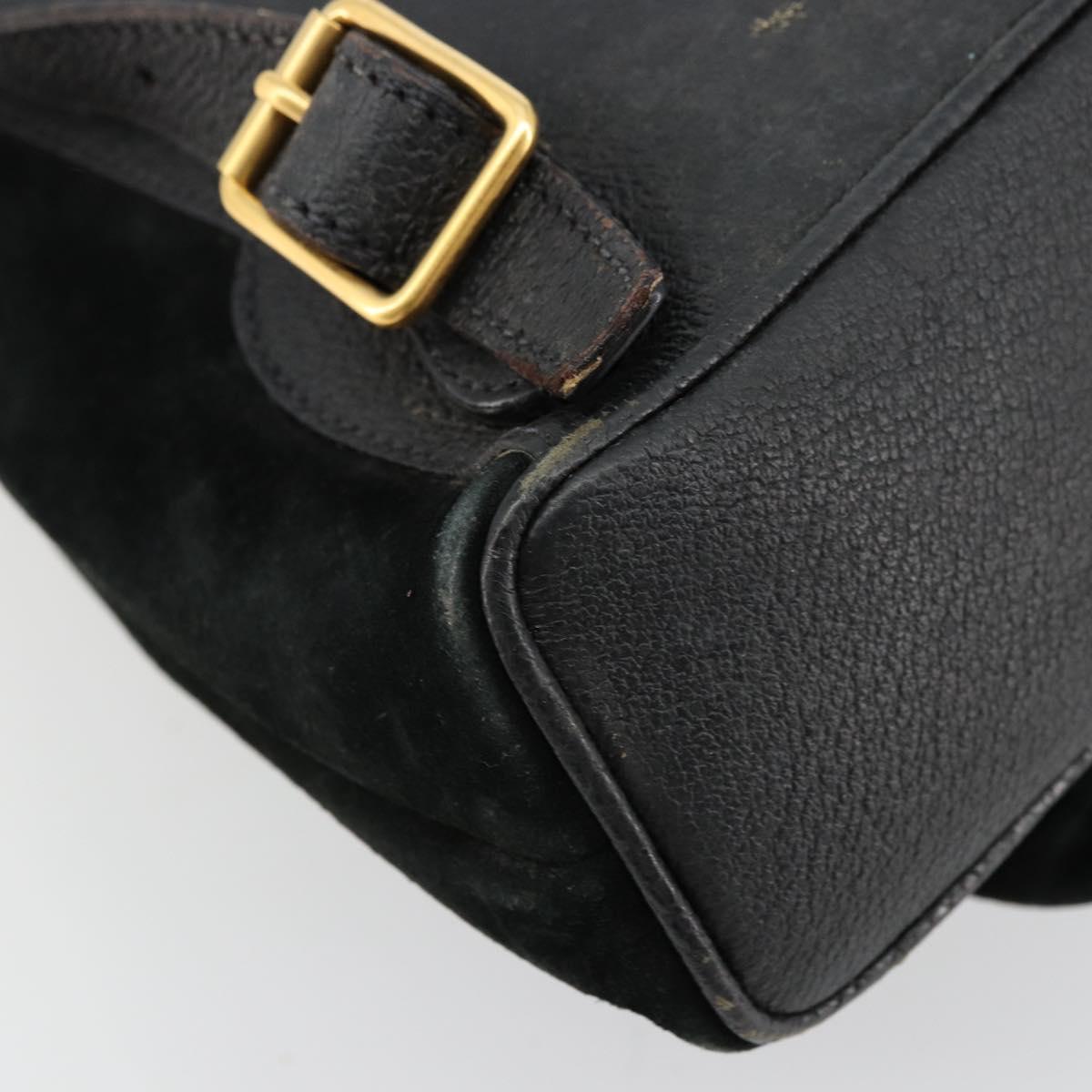 GUCCI Bamboo Backpack Suede Black Gold 003 1705 0030 Auth 177608