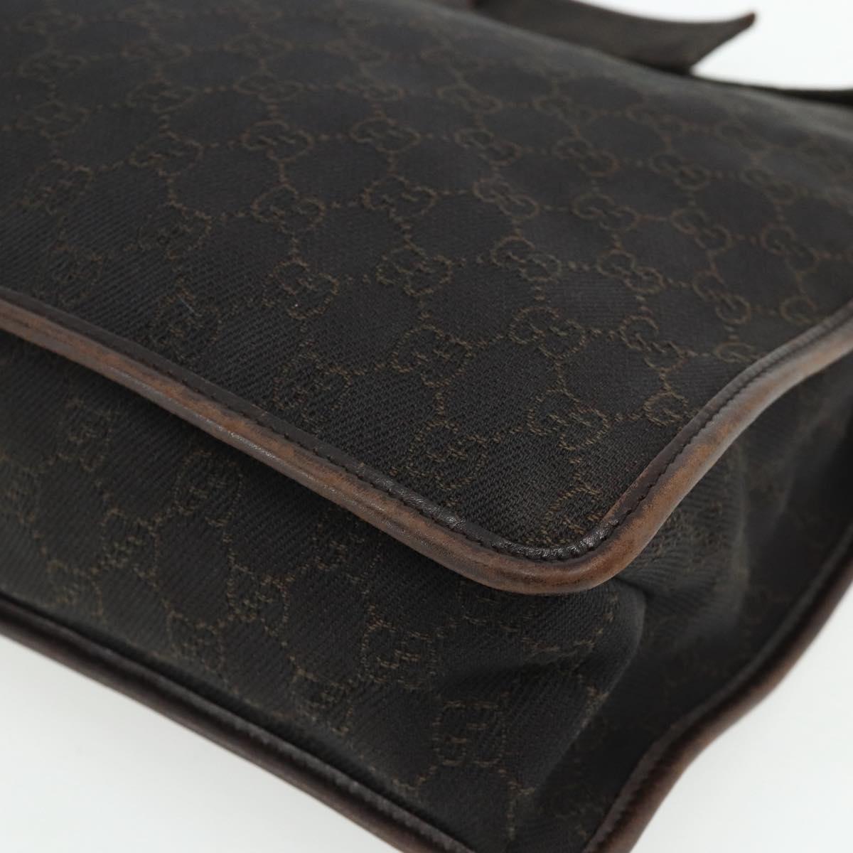 GUCCI GG Canvas Shoulder Bag Dark Brown Silver 90656 Auth 177610