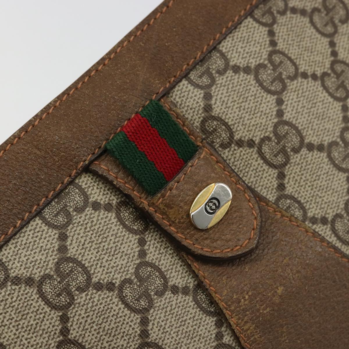 GUCCI GG Supreme Web Sherry Line Clutch Bag PVC Beige 89 01 032 Auth 177611