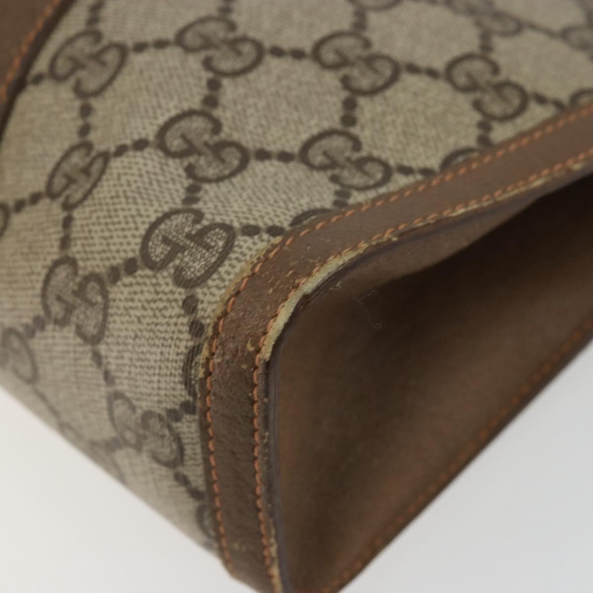 GUCCI GG Supreme Web Sherry Line Clutch Bag PVC Beige 89 01 032 Auth 177611