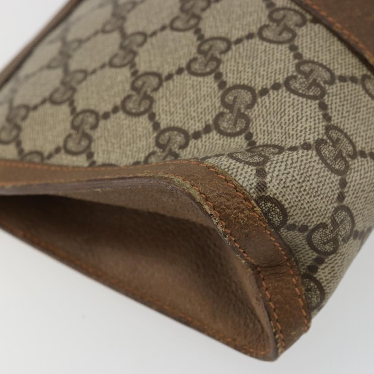 GUCCI GG Supreme Web Sherry Line Clutch Bag PVC Beige 89 01 032 Auth 177611