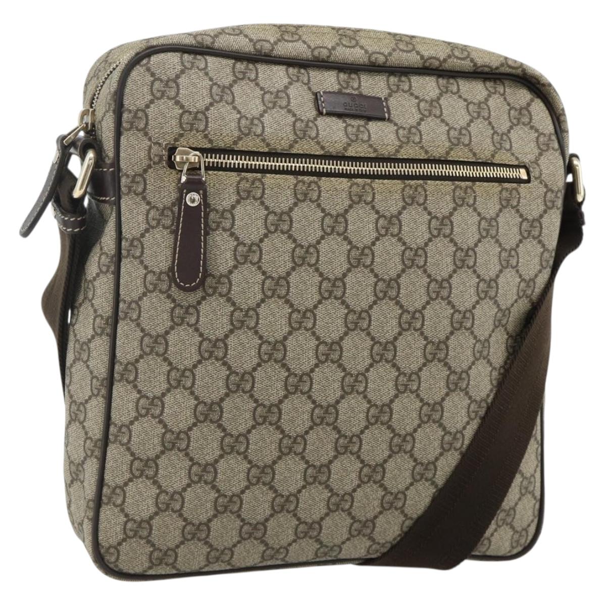 GUCCI GG Supreme Shoulder Bag PVC Leather Beige Gold 201448 Auth 177612A
