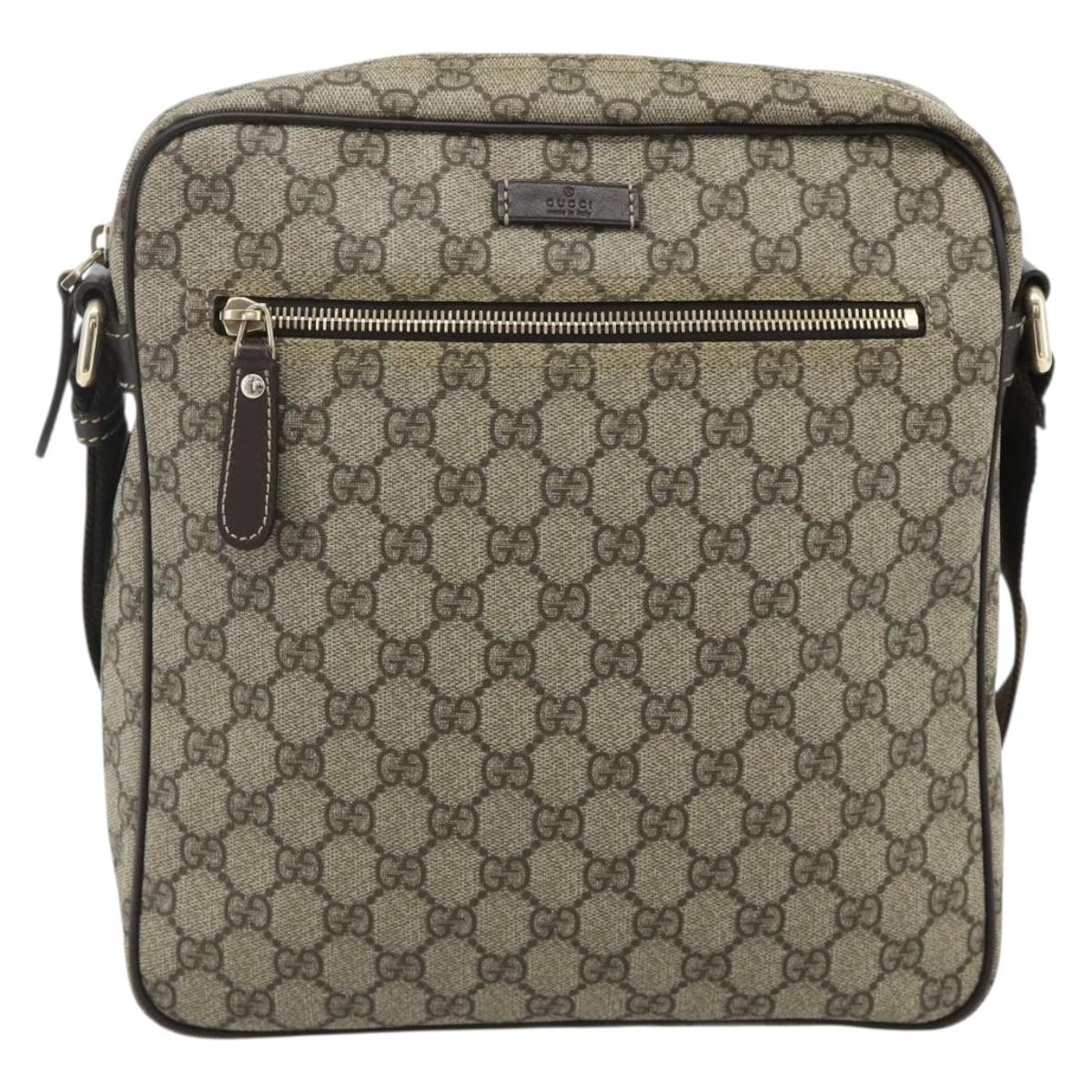GUCCI GG Supreme Shoulder Bag PVC Leather Beige Gold 201448 Auth 177612A
