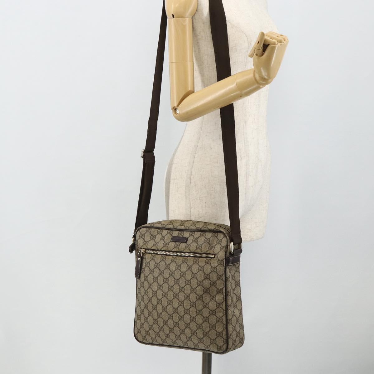 GUCCI GG Supreme Shoulder Bag PVC Leather Beige Gold 201448 Auth 177612A
