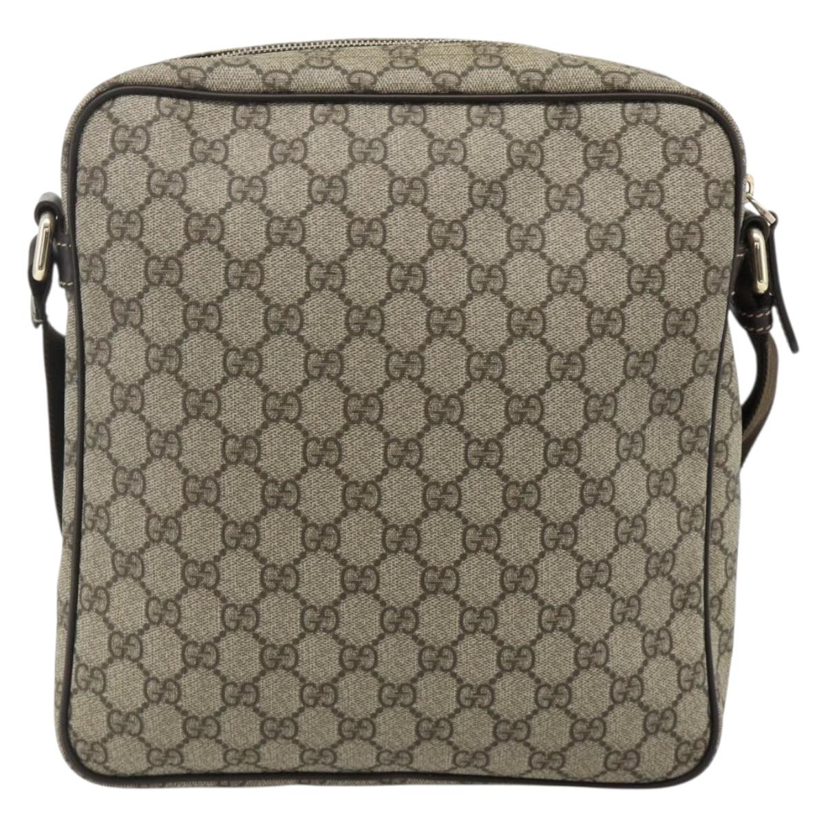 GUCCI GG Supreme Shoulder Bag PVC Leather Beige Gold 201448 Auth 177612A