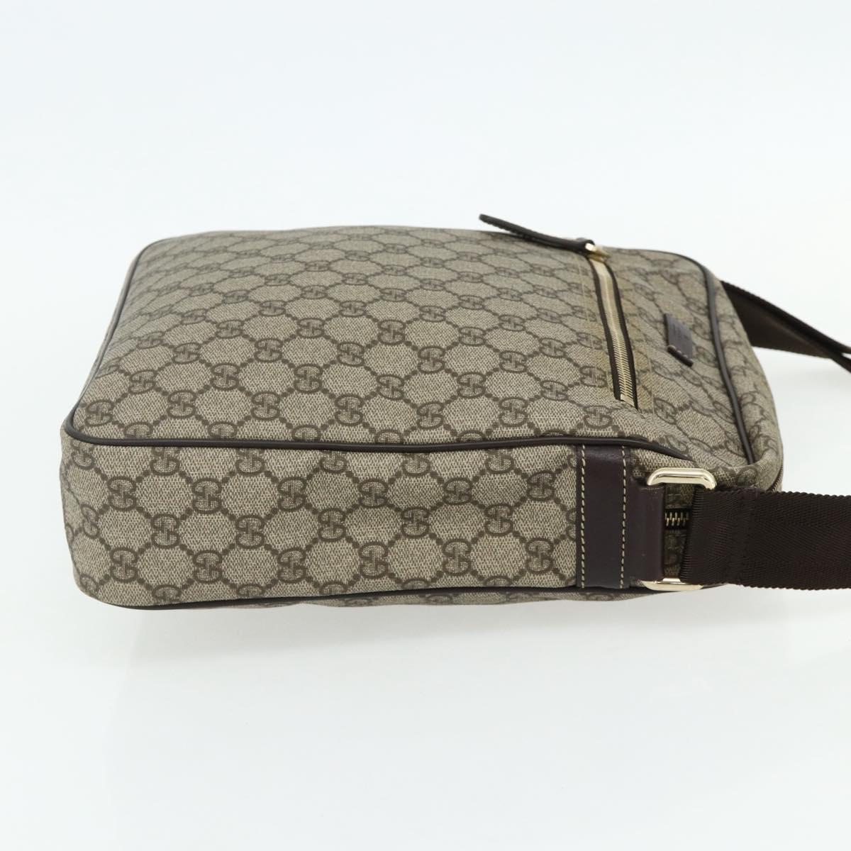 GUCCI GG Supreme Shoulder Bag PVC Leather Beige Gold 201448 Auth 177612A