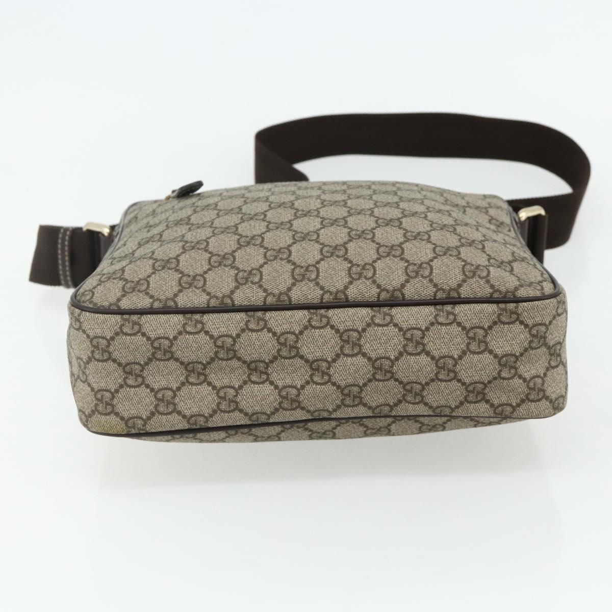 GUCCI GG Supreme Shoulder Bag PVC Leather Beige Gold 201448 Auth 177612A