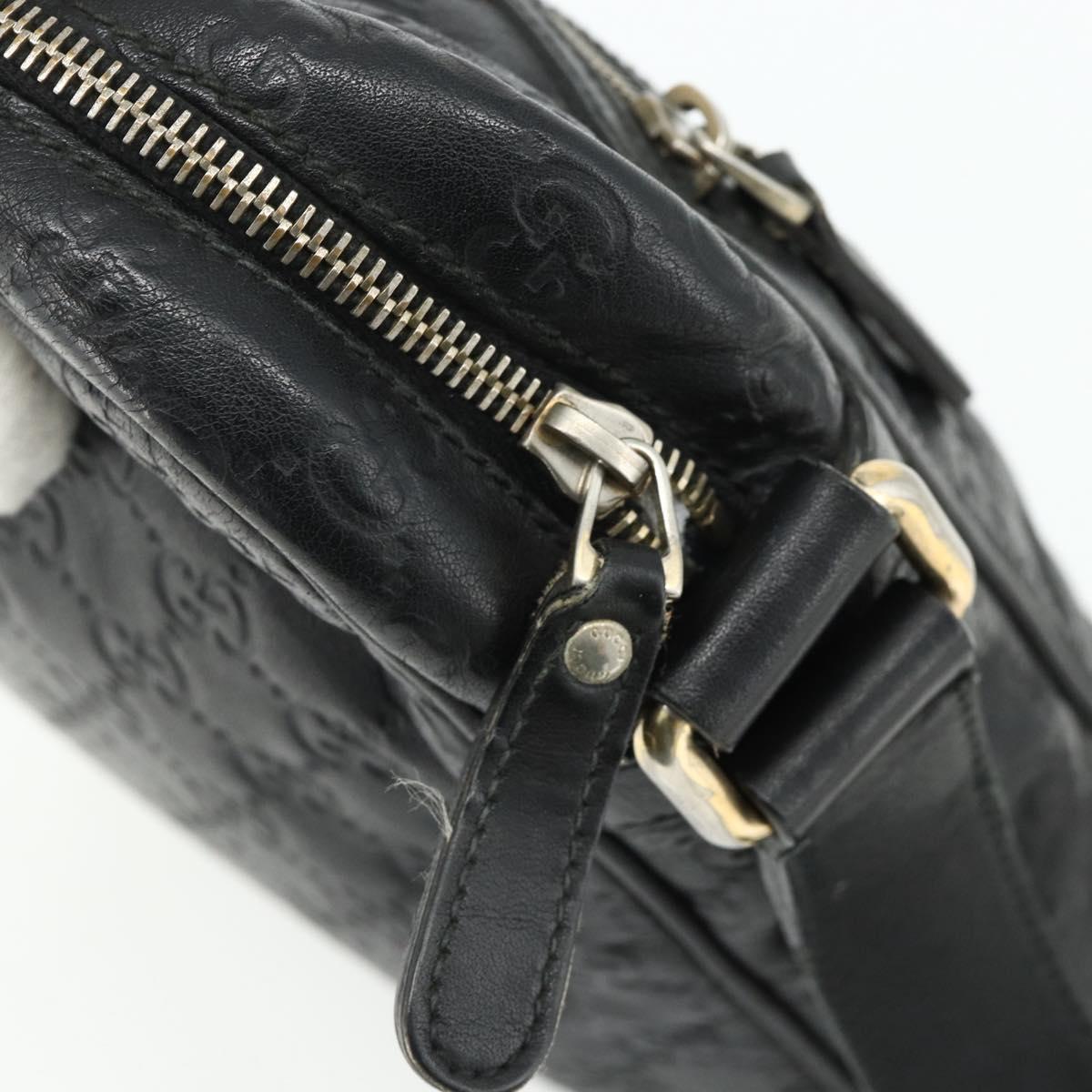 GUCCI GG Canvas Guccissima Shoulder Bag Leather Black Gold 201448 Auth 177614