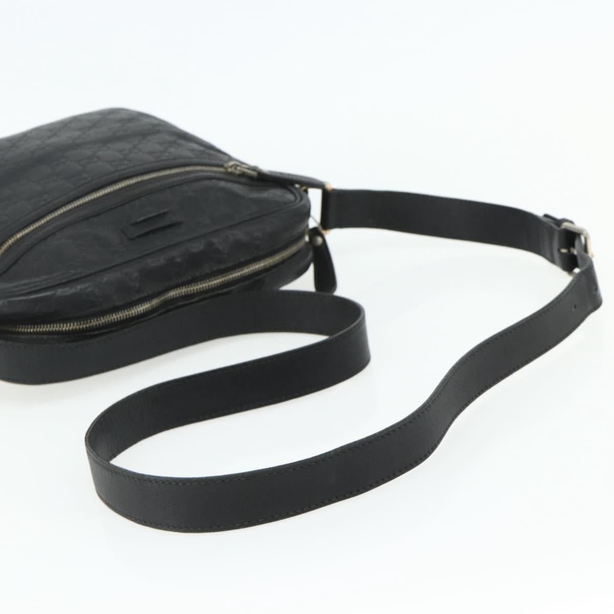 GUCCI GG Canvas Guccissima Shoulder Bag Leather Black Gold 201448 Auth 177614