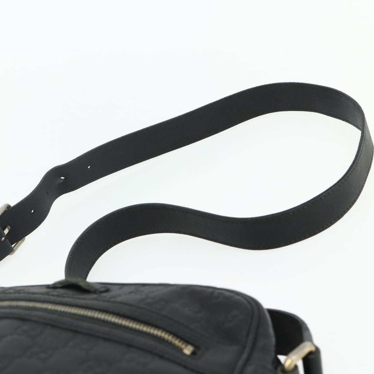 GUCCI GG Canvas Guccissima Shoulder Bag Leather Black Gold 201448 Auth 177614