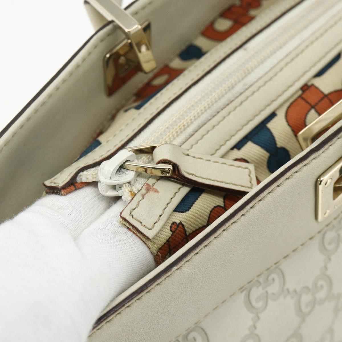 GUCCI GG Canvas Guccissima Tote Bag Leather Ivory Gold 145993 Auth 177615