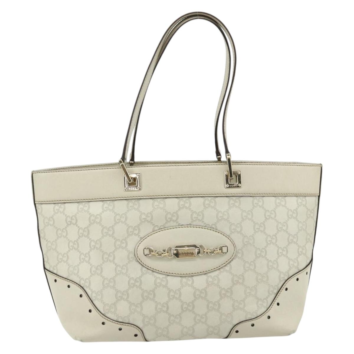 GUCCI GG Canvas Guccissima Tote Bag Leather Ivory Gold 145993 Auth 177615