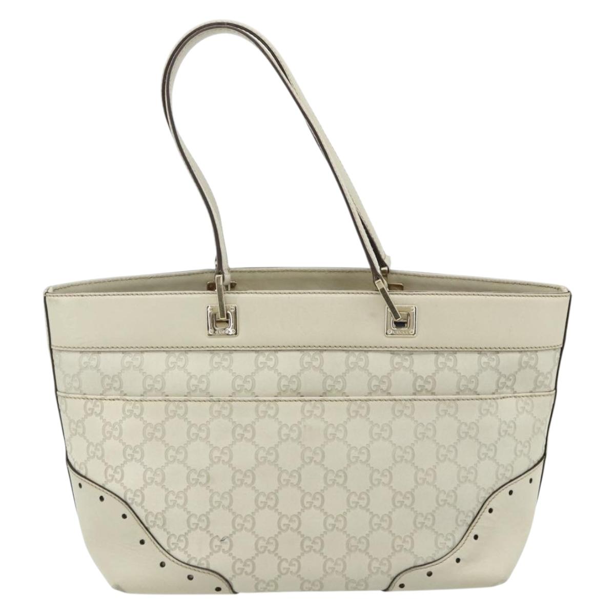 GUCCI GG Canvas Guccissima Tote Bag Leather Ivory Gold 145993 Auth 177615