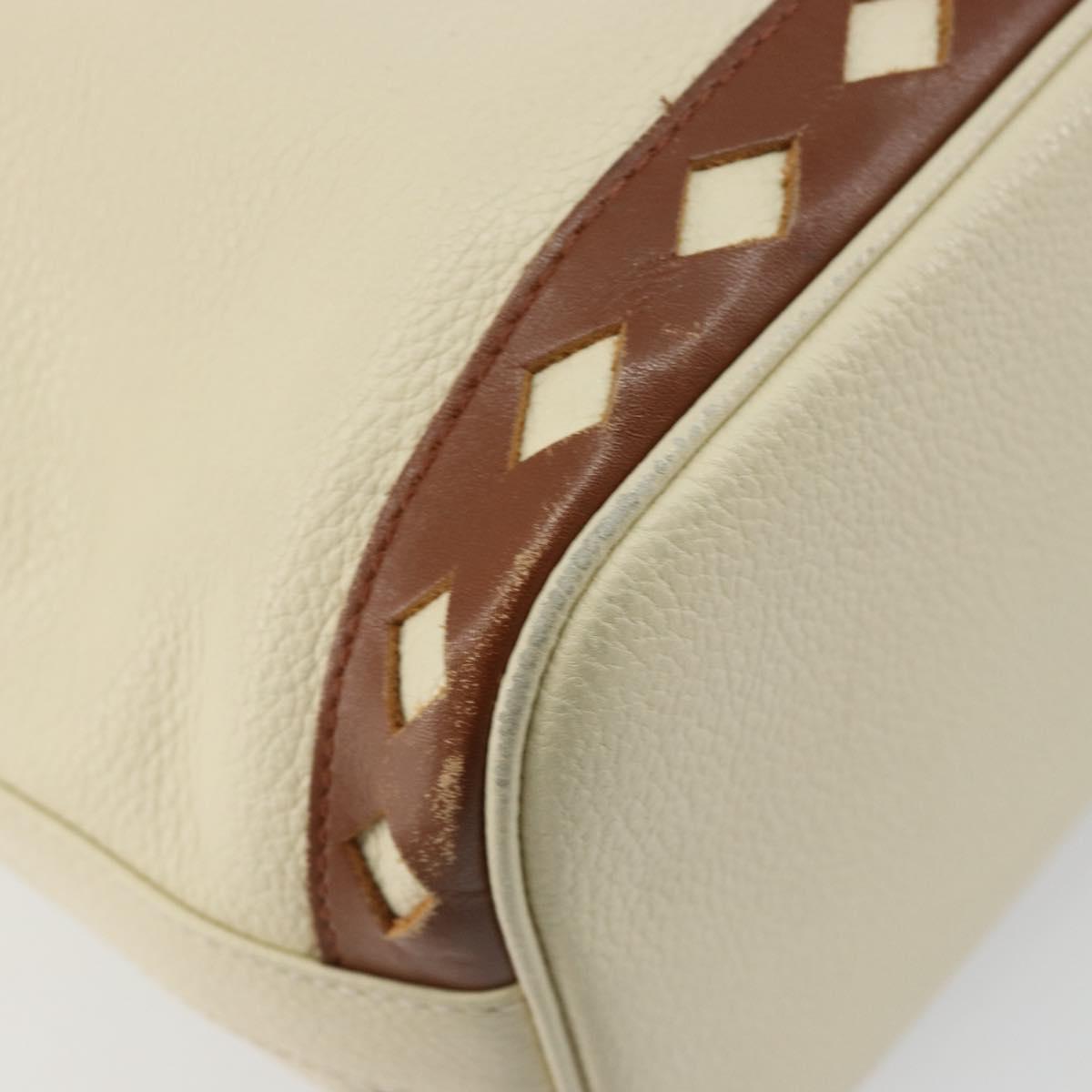 SAINT LAURENT Shoulder Bag Leather Ivory Gold Auth 177619A