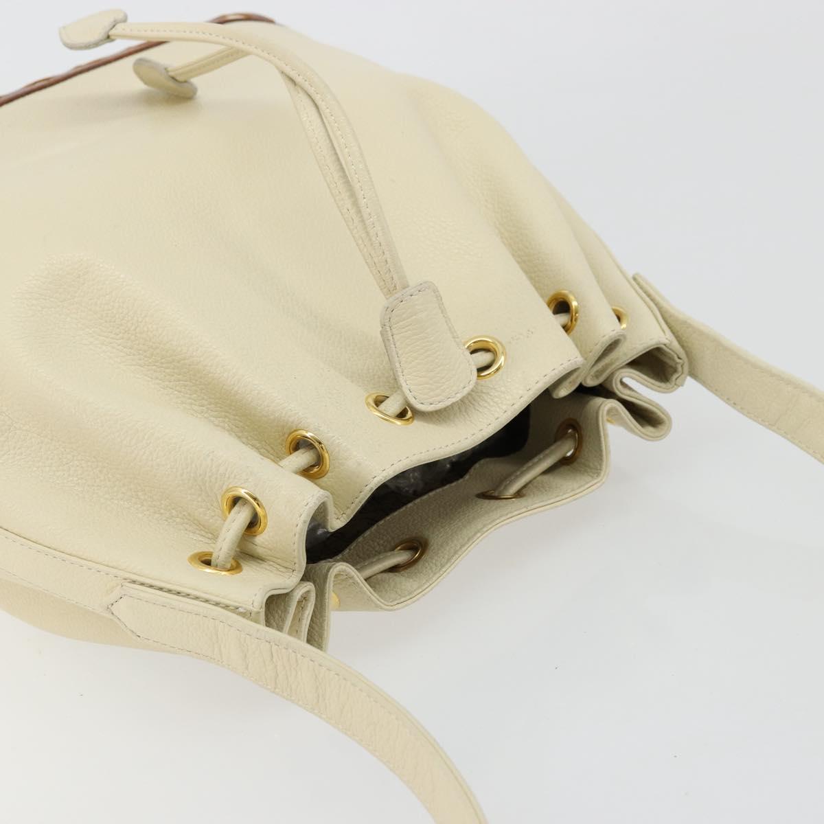 SAINT LAURENT Shoulder Bag Leather Ivory Gold Auth 177619A