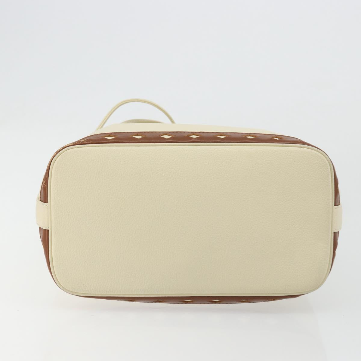 SAINT LAURENT Shoulder Bag Leather Ivory Gold Auth 177619A