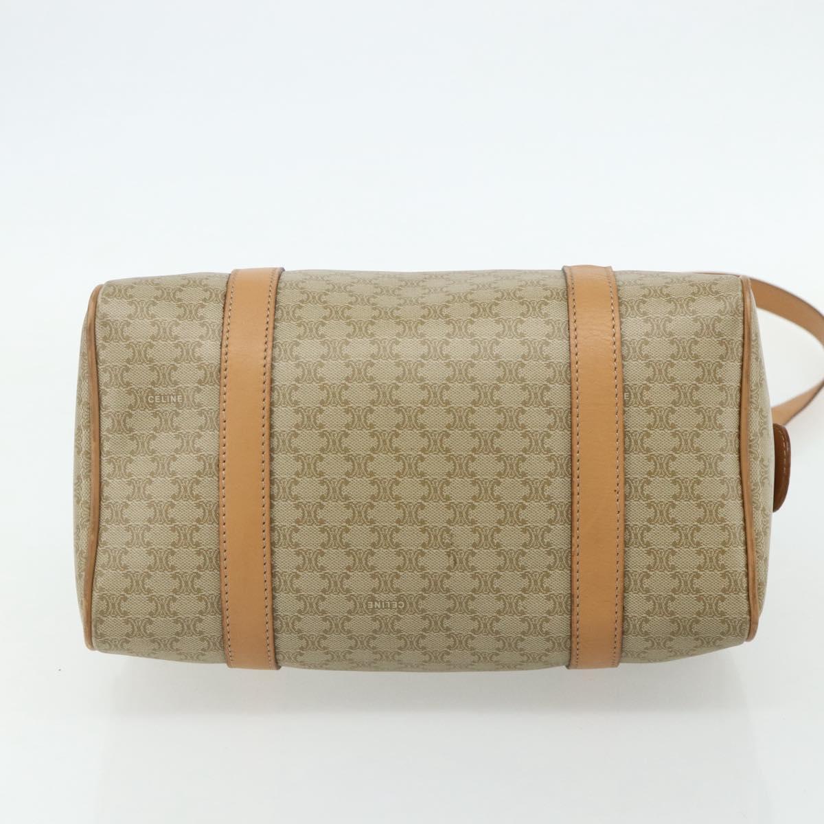 CELINE Macadam Canvas Boston Bag PVC 2way Beige Gold Auth 177621A