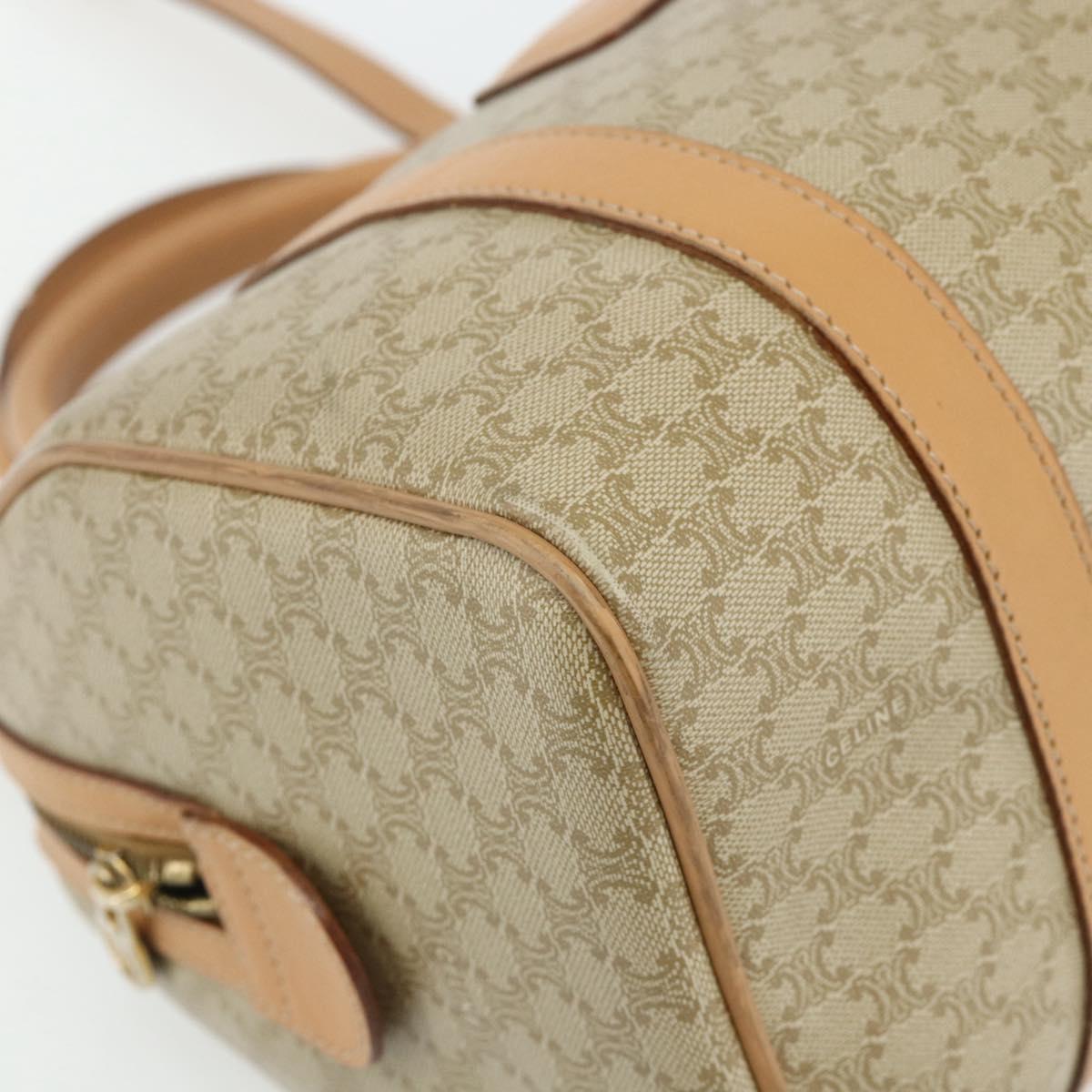 CELINE Macadam Canvas Boston Bag PVC 2way Beige Gold Auth 177621A